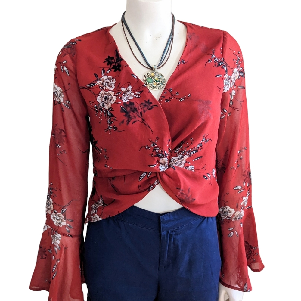 4SI3NNA Cropped Twist Front Top Size Small